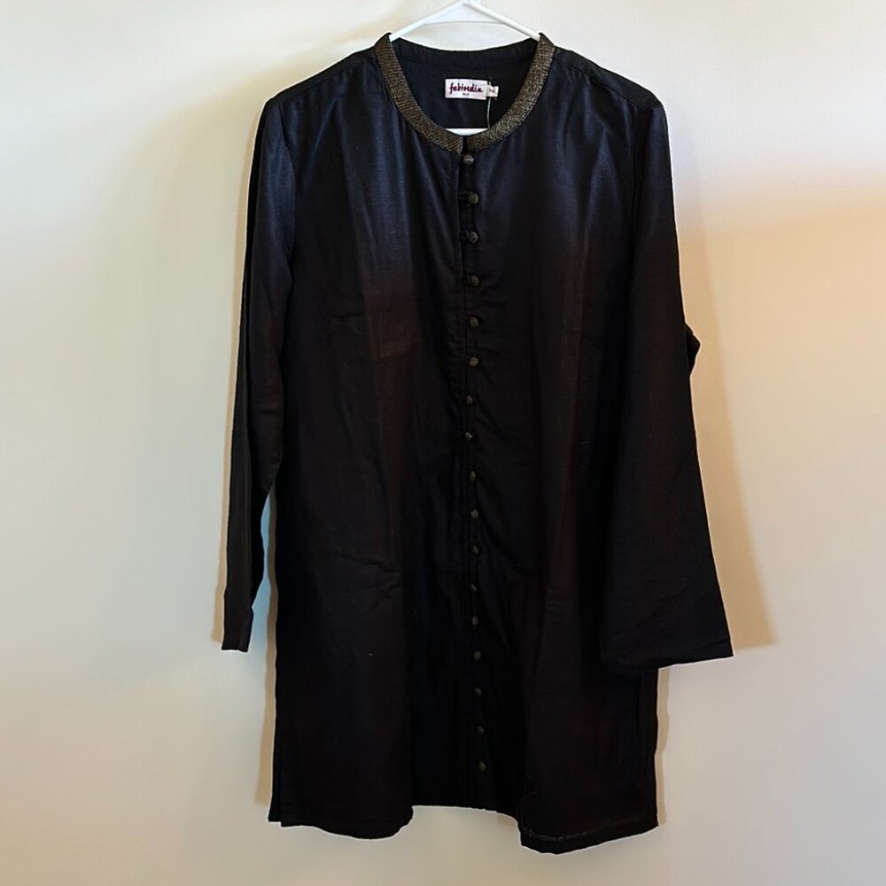 Black Silk Tunic, Fab India, Size L